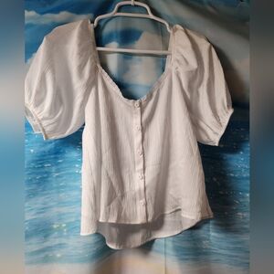 Four Hearts Size Medium‎ Boho White Puff Sleeve Blouse